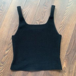 Aritzia babaton sculpt knit square neck tank black